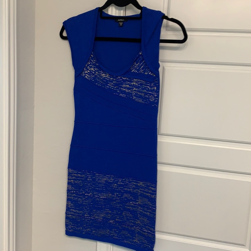 Party dress. Tight, blue and gold. Never used